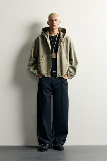 HOODED DENIM JACKET - Khaki by Zara - Image 0