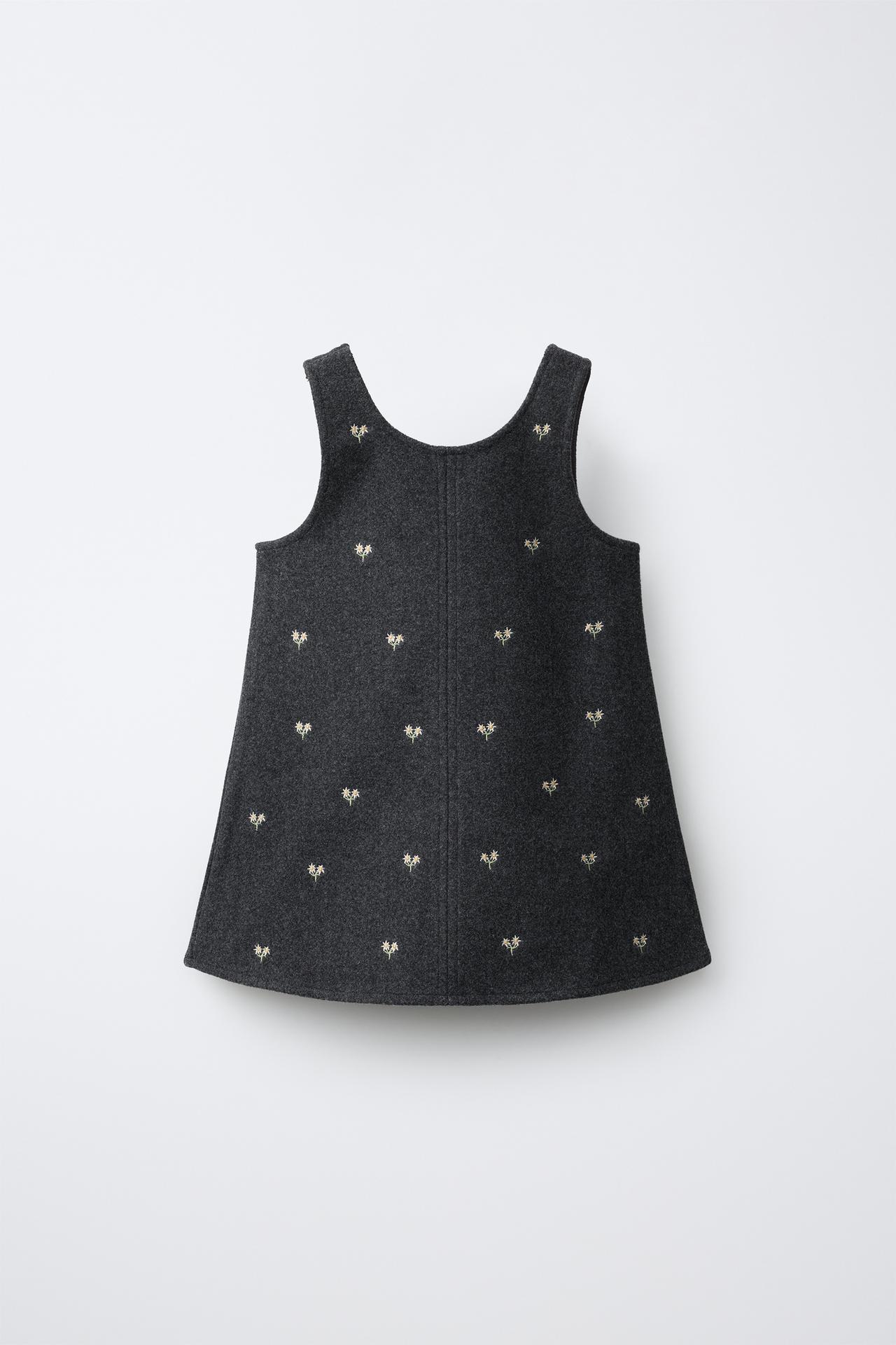 EMBROIDERED FLORAL PIÑAFOR — Anthracite grey
