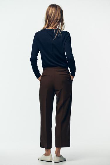 TROUSERS WITH VENT ON THE HEM - Brown by Zara - Image 4
