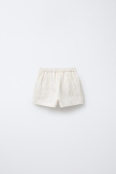 TEXTURED WRAP BERMUDA SKORT - Ecru by Zara - Image 1