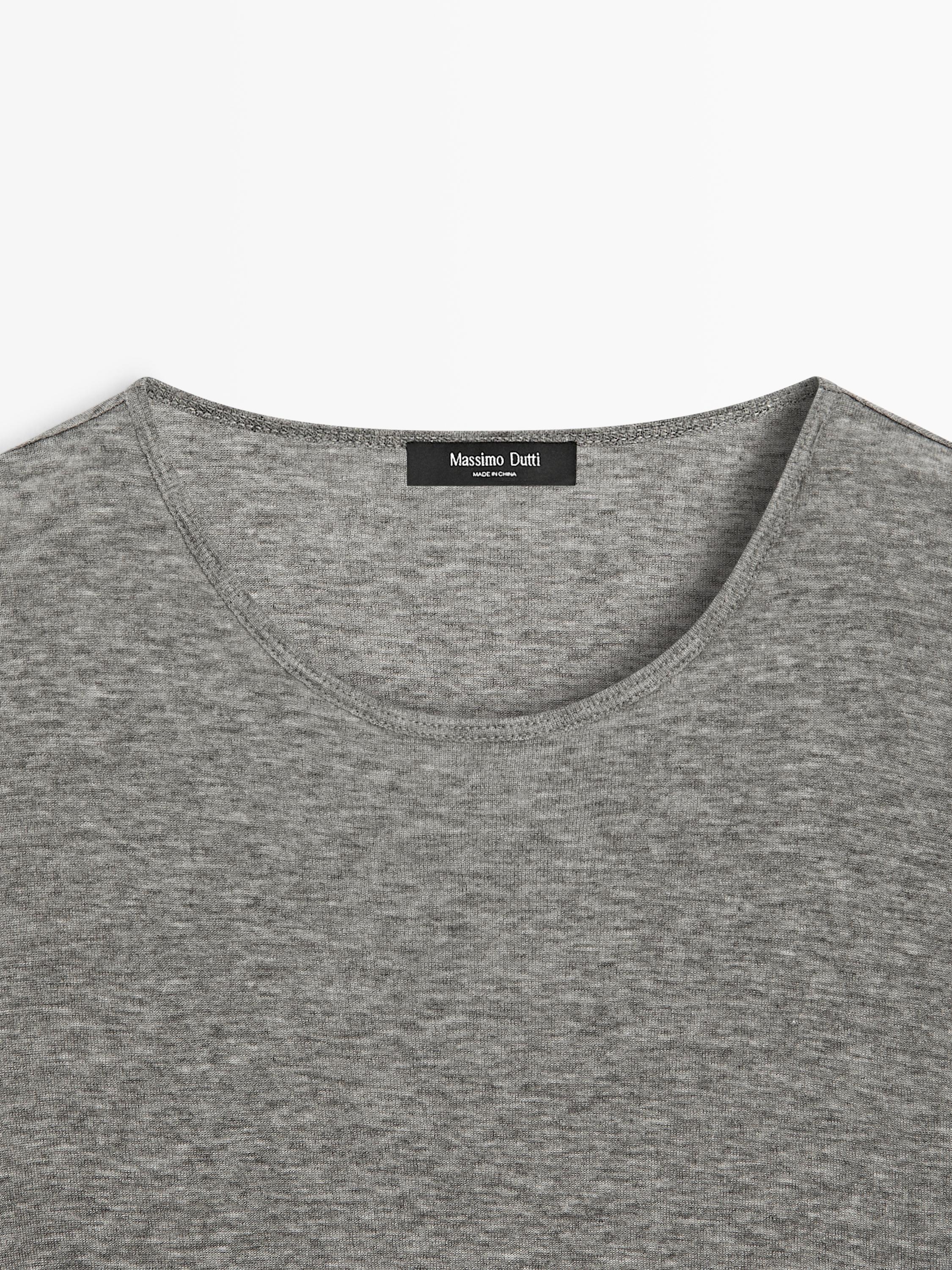 Lace detail wool T-shirt