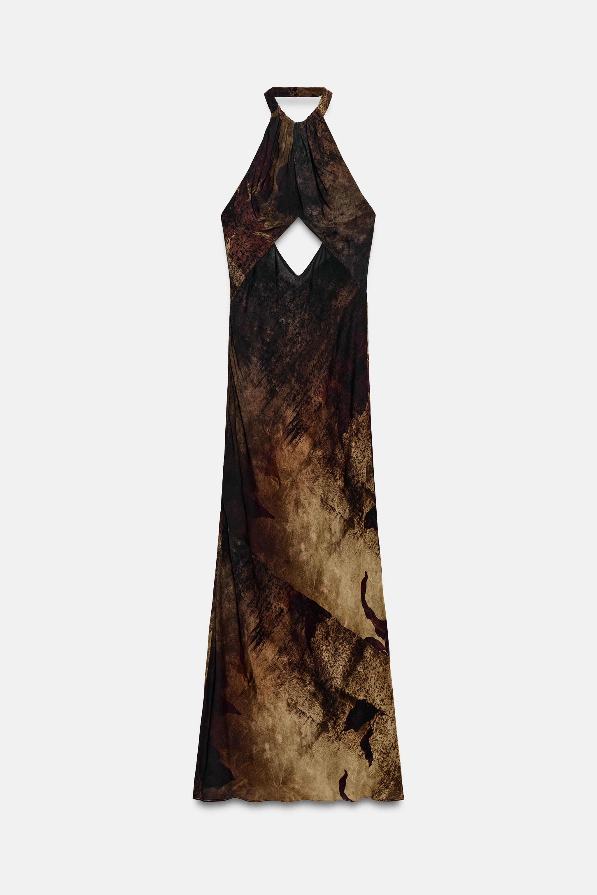 Женские платья Zara ZW COLLECTION PRINTED HALTER NECK DRESS — фото 7