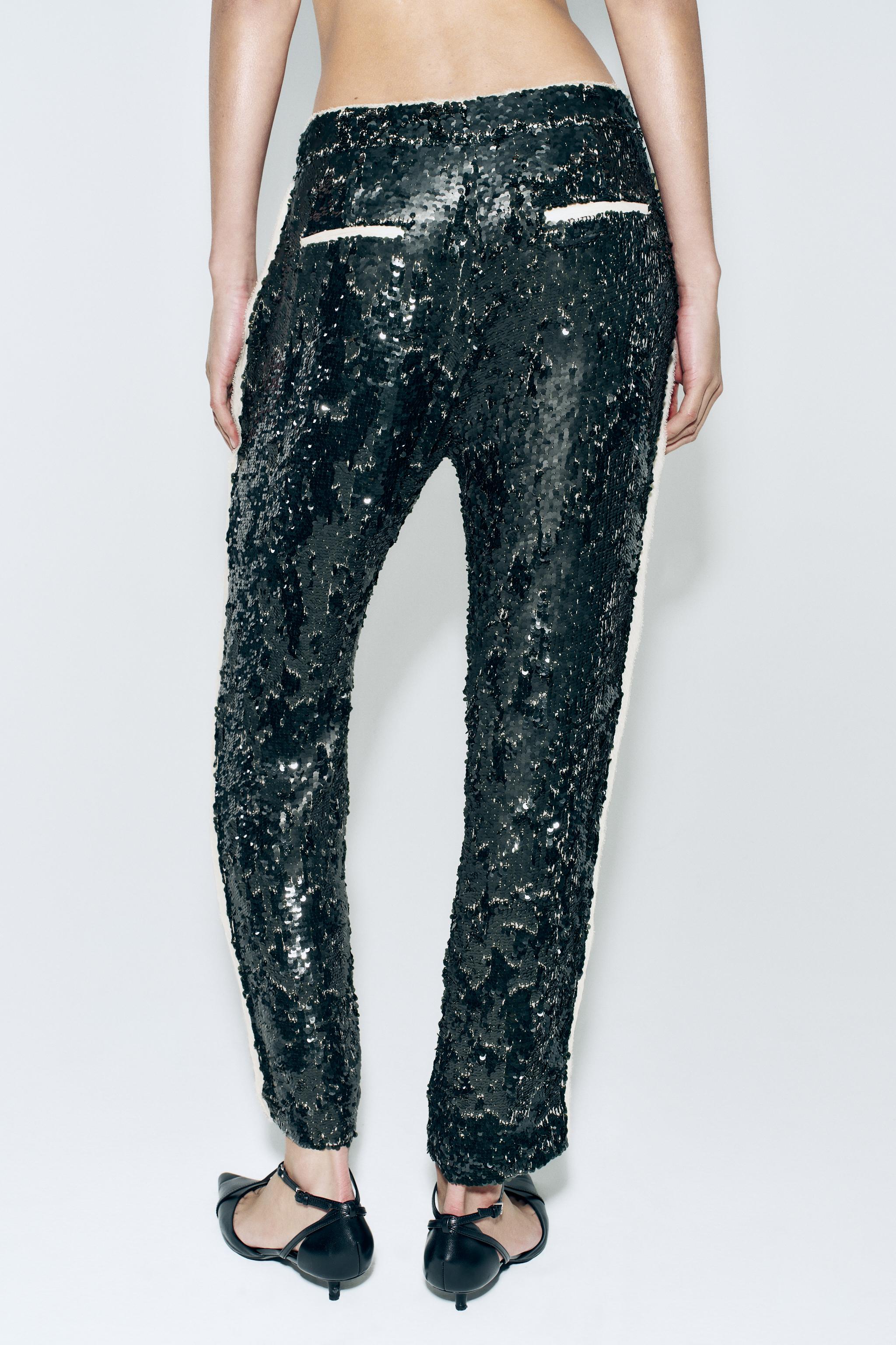 Sequin cheap trousers zara