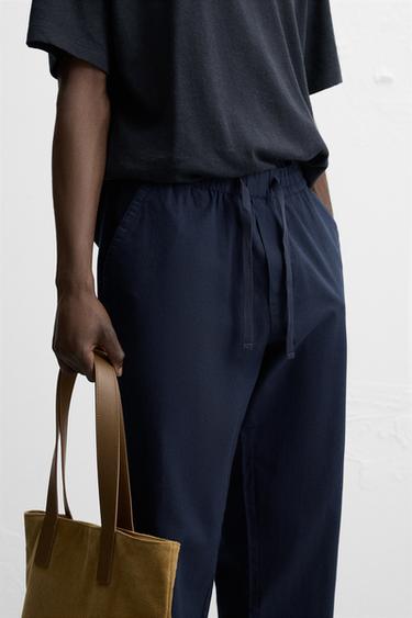 COTTON/LINEN RELAXED FIT TROUSERS - Blue by Zara - Image 4