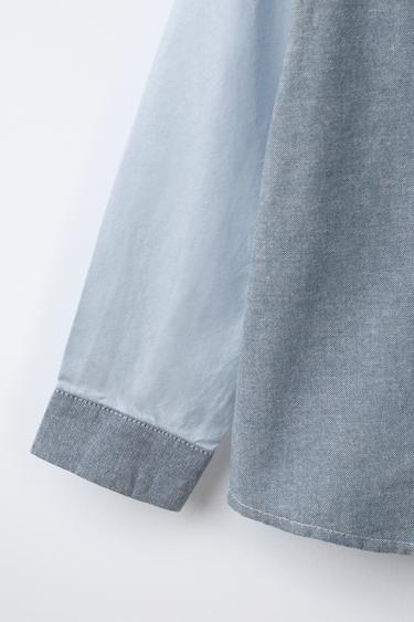 PATCHWORK OXFORD SHIRT WITH POCKET - Blue by Zara - Image 3