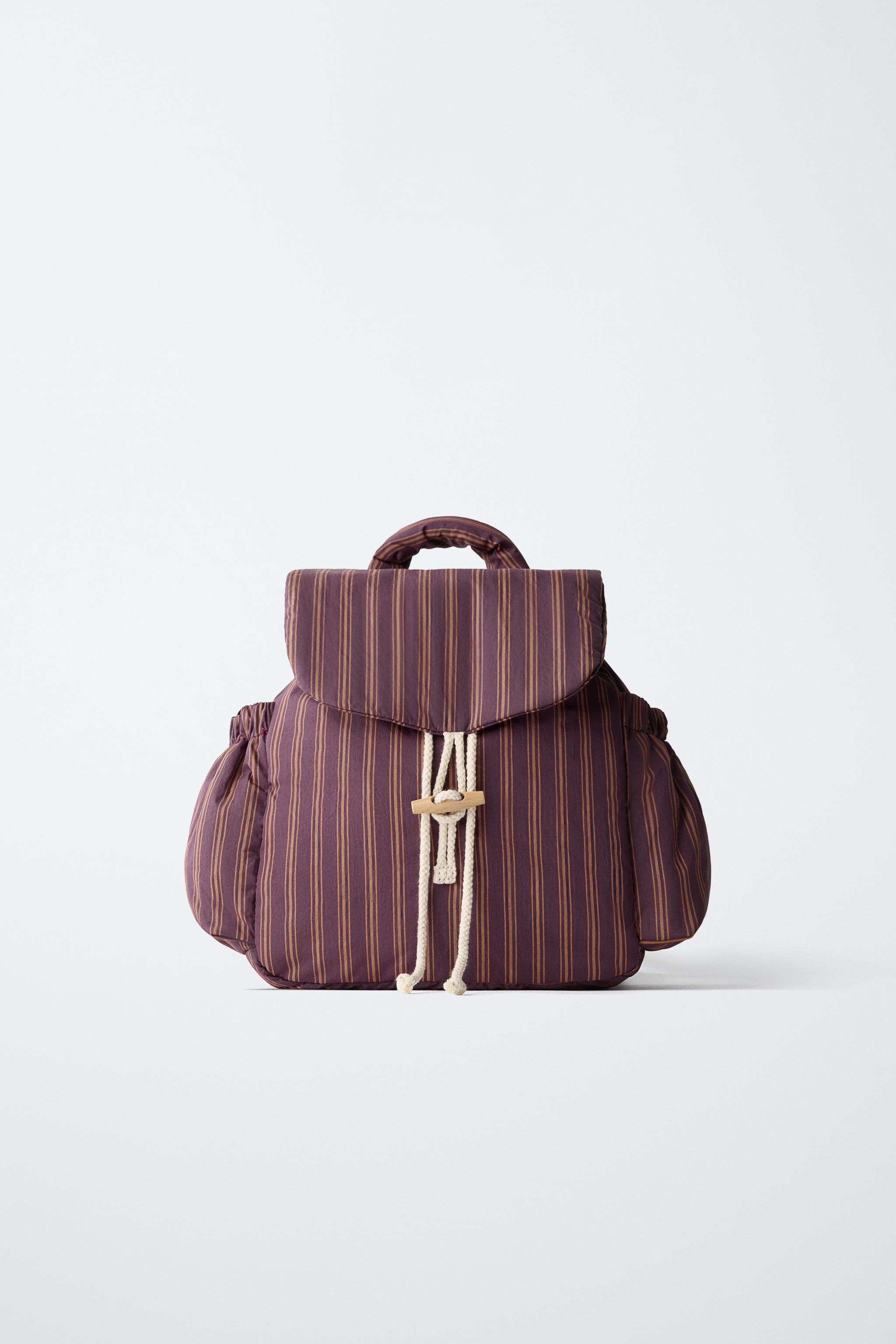 STRIPED BACKPACK — Caramel Brown