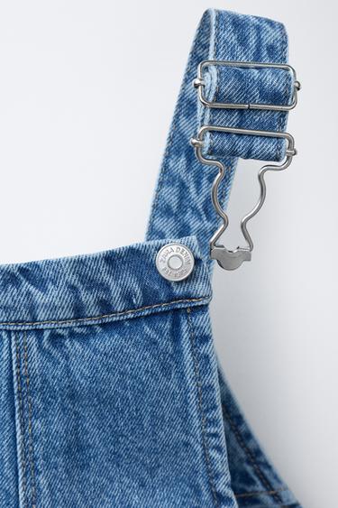 WAVY AND FLORAL EMBROIDERED DENIM DUNGAREES - Blue by Zara - Image 2