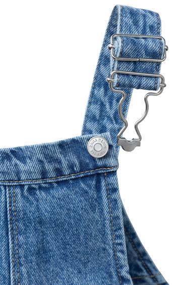 PETO DENIM BORDADO ONDULINA Y FLORES - Azul de Zara