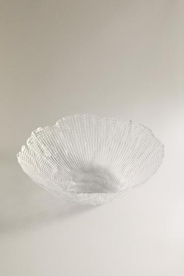 GLASS SALAD BOWL WITH RAISED DETAIL - Transparent by Zara - Image 1