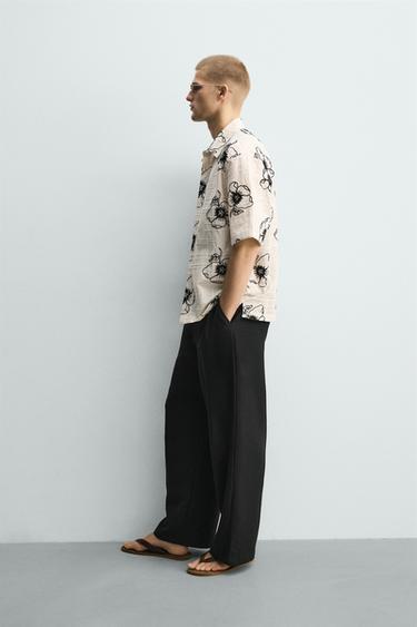 CHEMISE EN JACQUARD BRODERIE FLORALE - Écru de Zara - Image 3