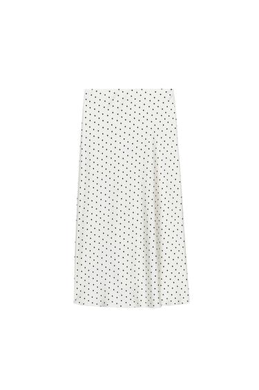 Zara MIDI SATENSKA SUKNJA NA TUFNE – svetlosmeđa / crna