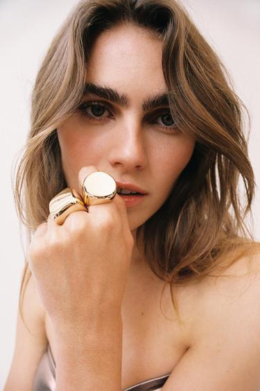 Zara 幾何造型戒指組 - 金黃色