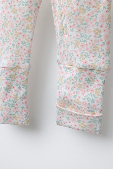 TWO-PACK OF WARM ALL-IN-ONE SLEEPSUITS WITH CONVERTIBLE FEET AND FLORAL PRINT - Pink by Zara