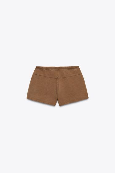 STONEWASHED SHORTS WITH STUDS - Brown by Zara - Image 4