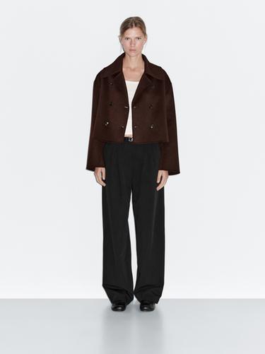 Zara Wide-leg flowing trousers with darts - Black - Image 0