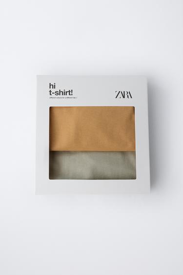 TWO-PACK OF RAGLAN SLEEVE LOGO T-SHIRTS - Khaki by Zara - Image 4