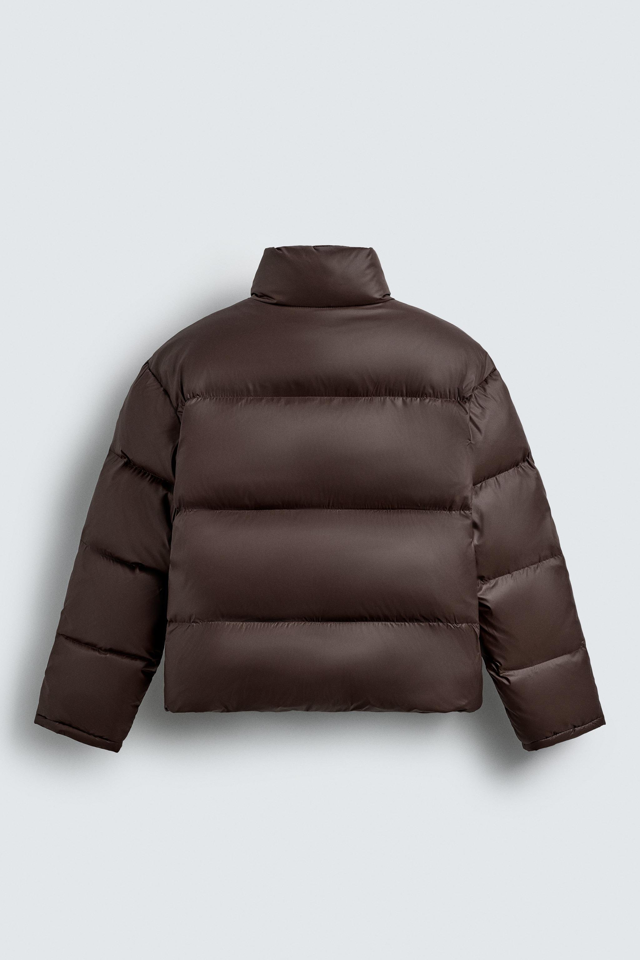 ZARA 撥水防風ダウンパフジャケット XS 新品 ブラウン ダウンコート 210.jpg