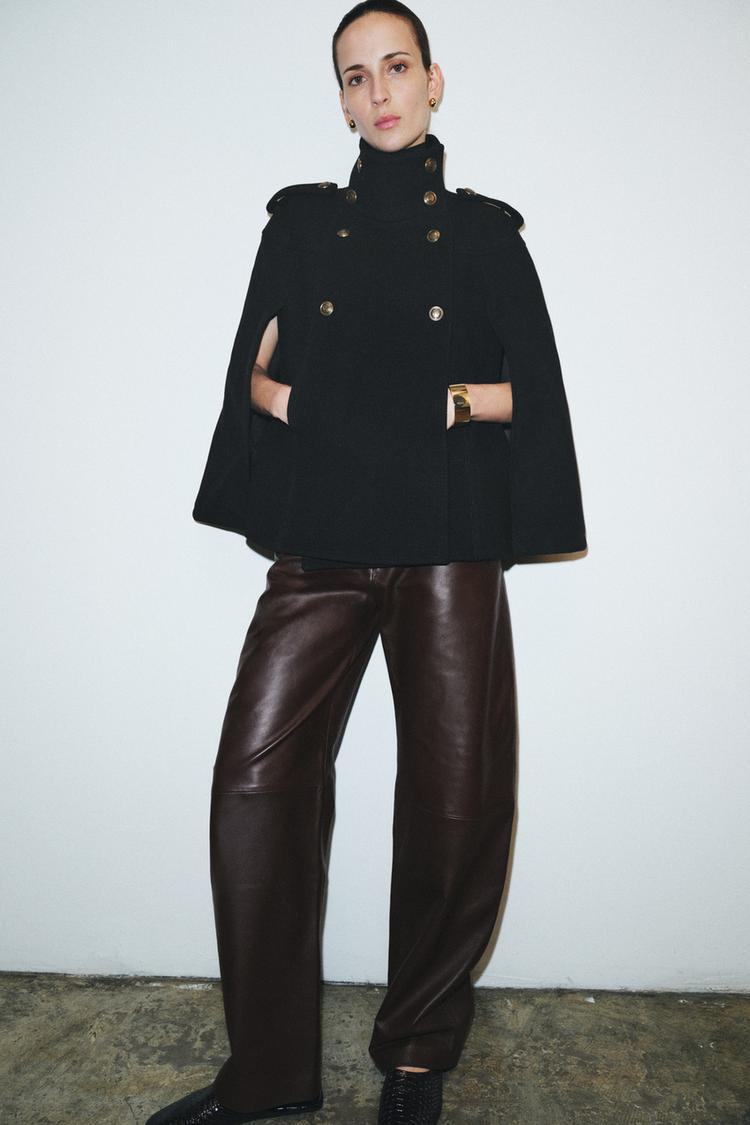 Zara WOOL BLEND CAPE MANTECO ZW COLLECTION