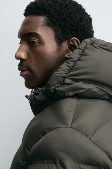 WATER-REPELLENT HOODED PUFFER JACKET - Green by Zara