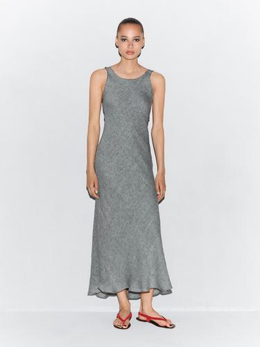 Zara Linen fluid sleeveless dress - Gray