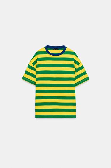 CAMISETA OVERSIZE LISTRADA - Risca verde da Zara - Imagem 0