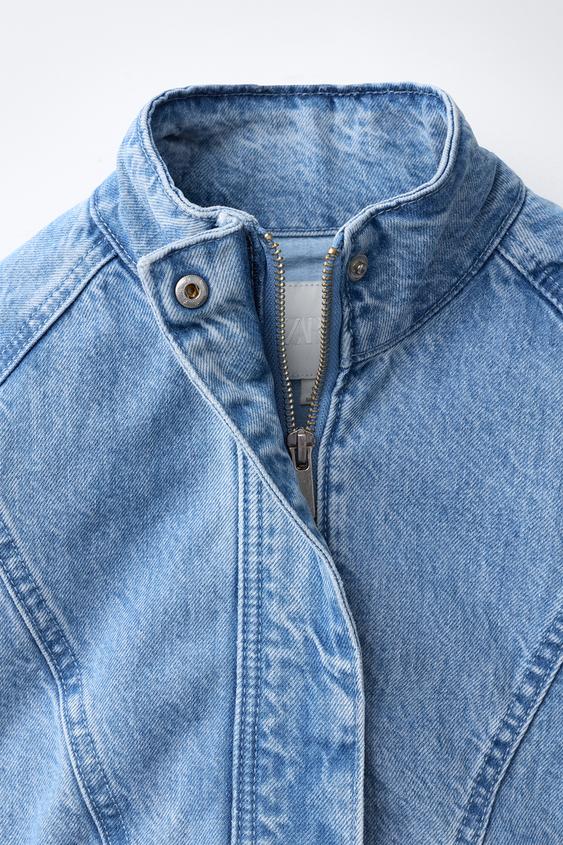 VESTE EN JEAN À COUTURES - Bleu de Zara - Image 2
