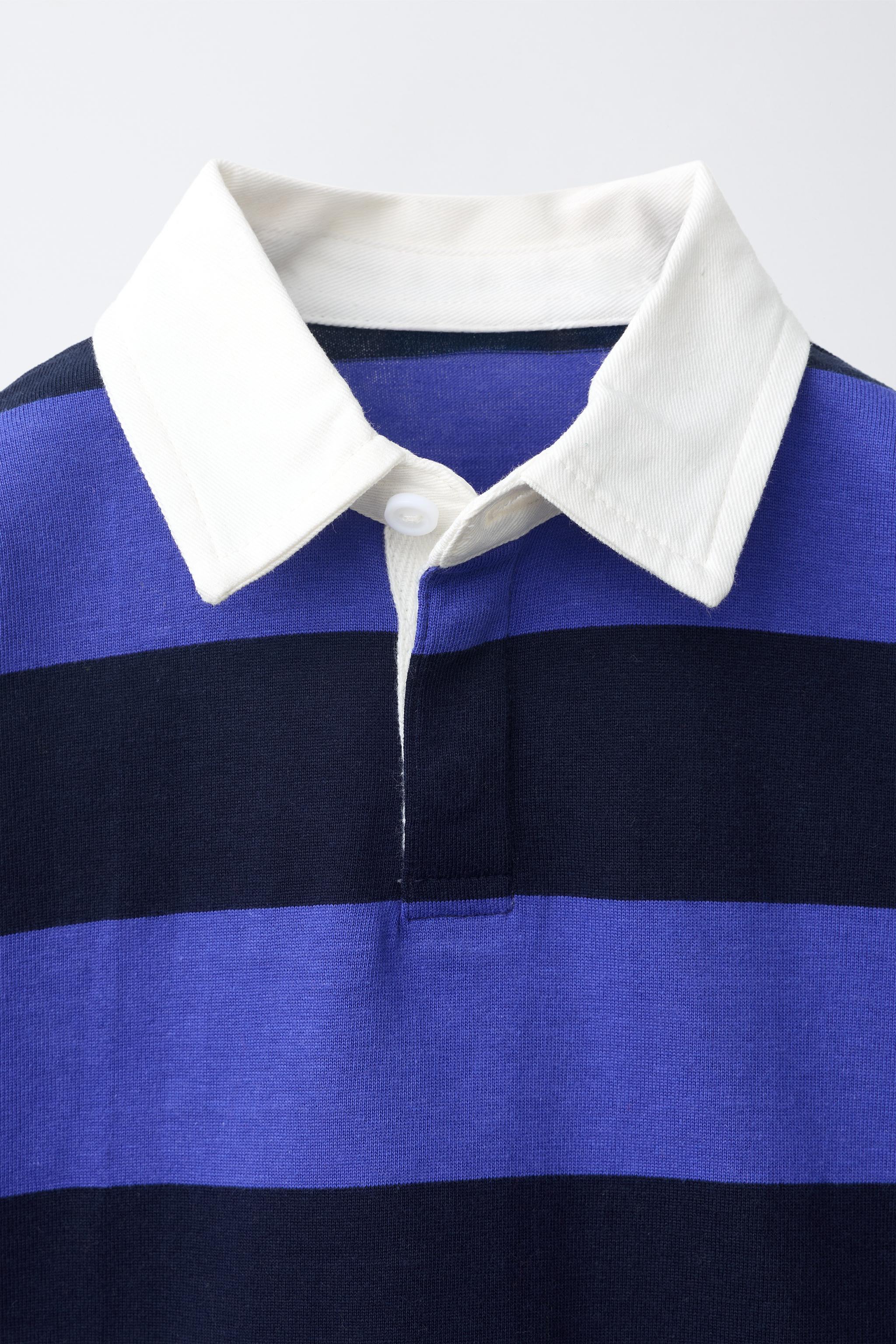 Детские рубашки Zara STRIPED TWILL COLLAR POLO SHIRT — фото 4