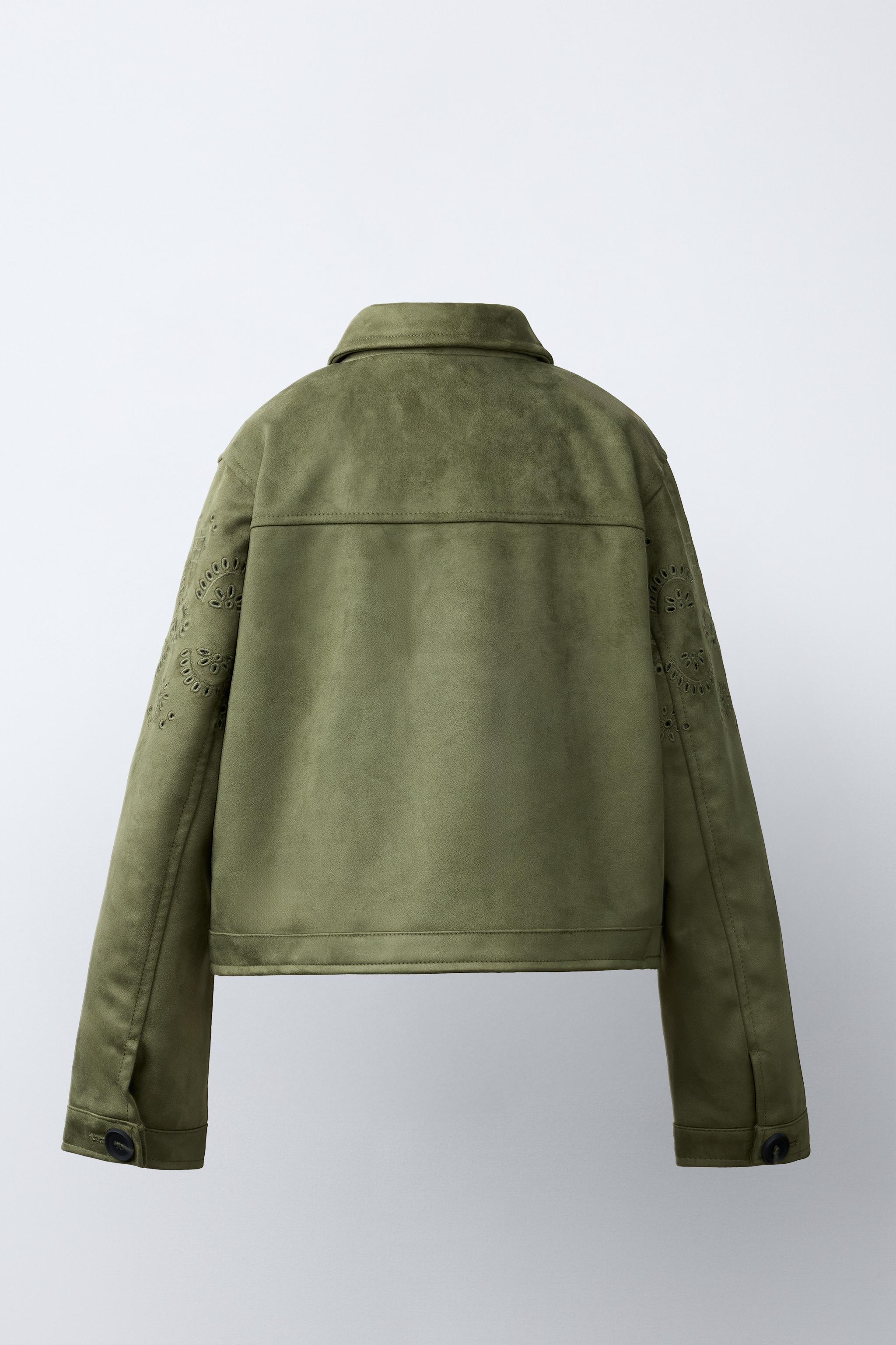 VESTE EFFET DAIM BRODERIES