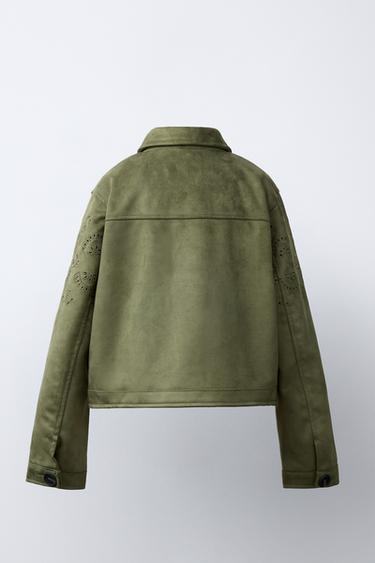 VESTE EFFET DAIM BRODERIES - Kaki de Zara - Image 3