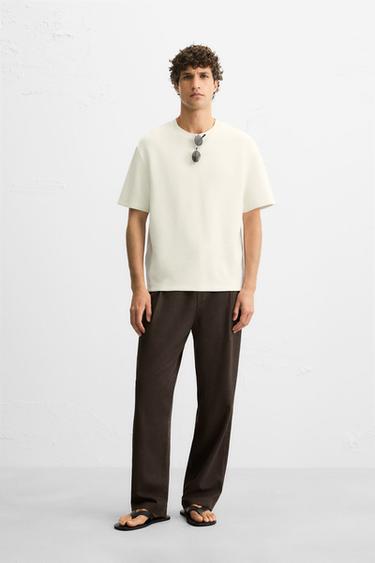 Zara FLOWY PLEATED PANTS - Brown