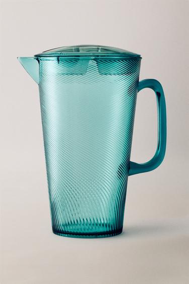 ACRYLIC PITCHER WITH LINES — Turquoise 1