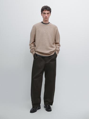 Pull en maille chinée à col rond - Blanc ivoire de Zara