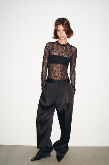 Zara LACE BODYSUIT - Black - Image 0