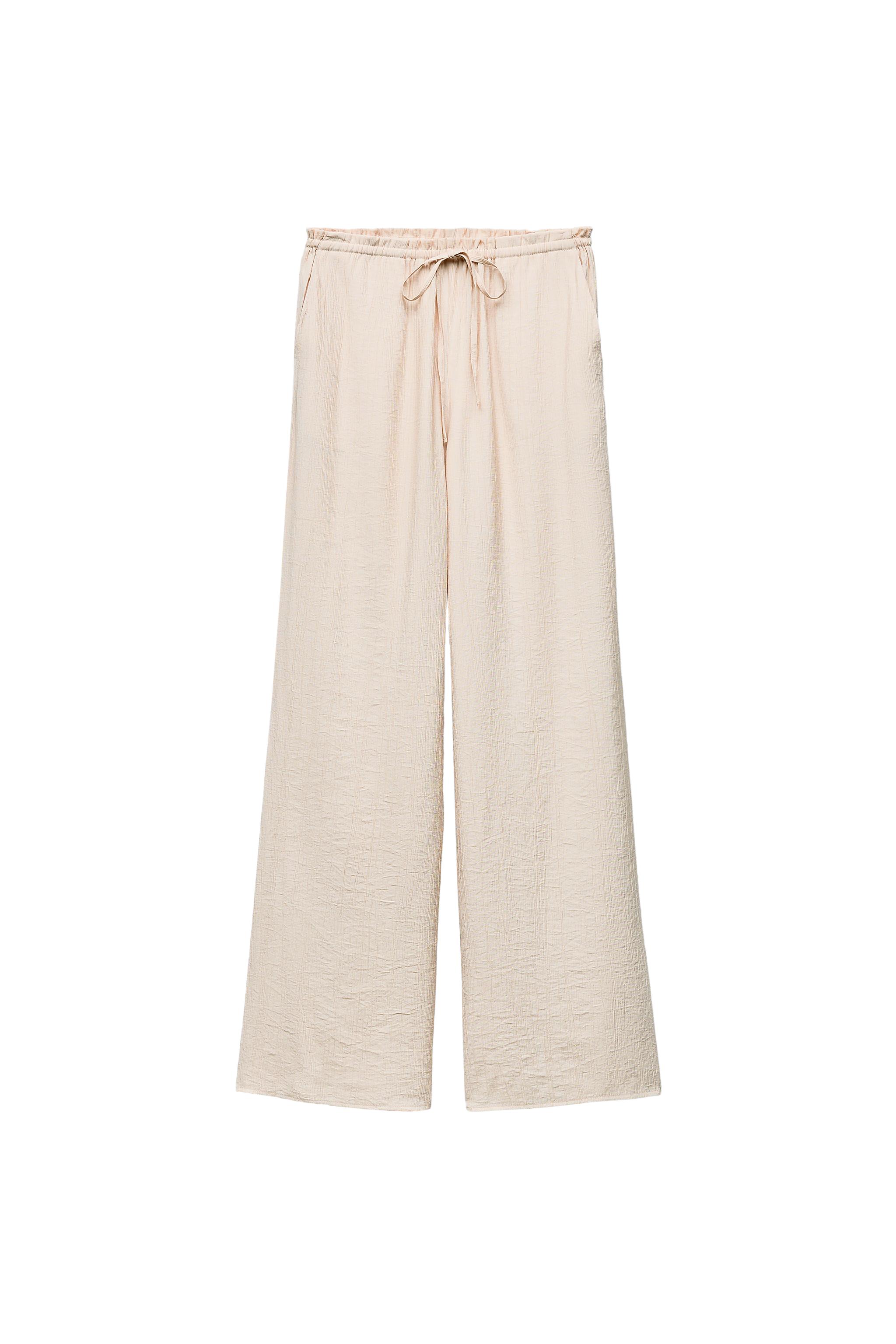 パンツ PRADA Melange Cappuccino Polyester Blend Palazzo Pant Prada Technical Wool Pants with Belt | Saks Fifth Avenue