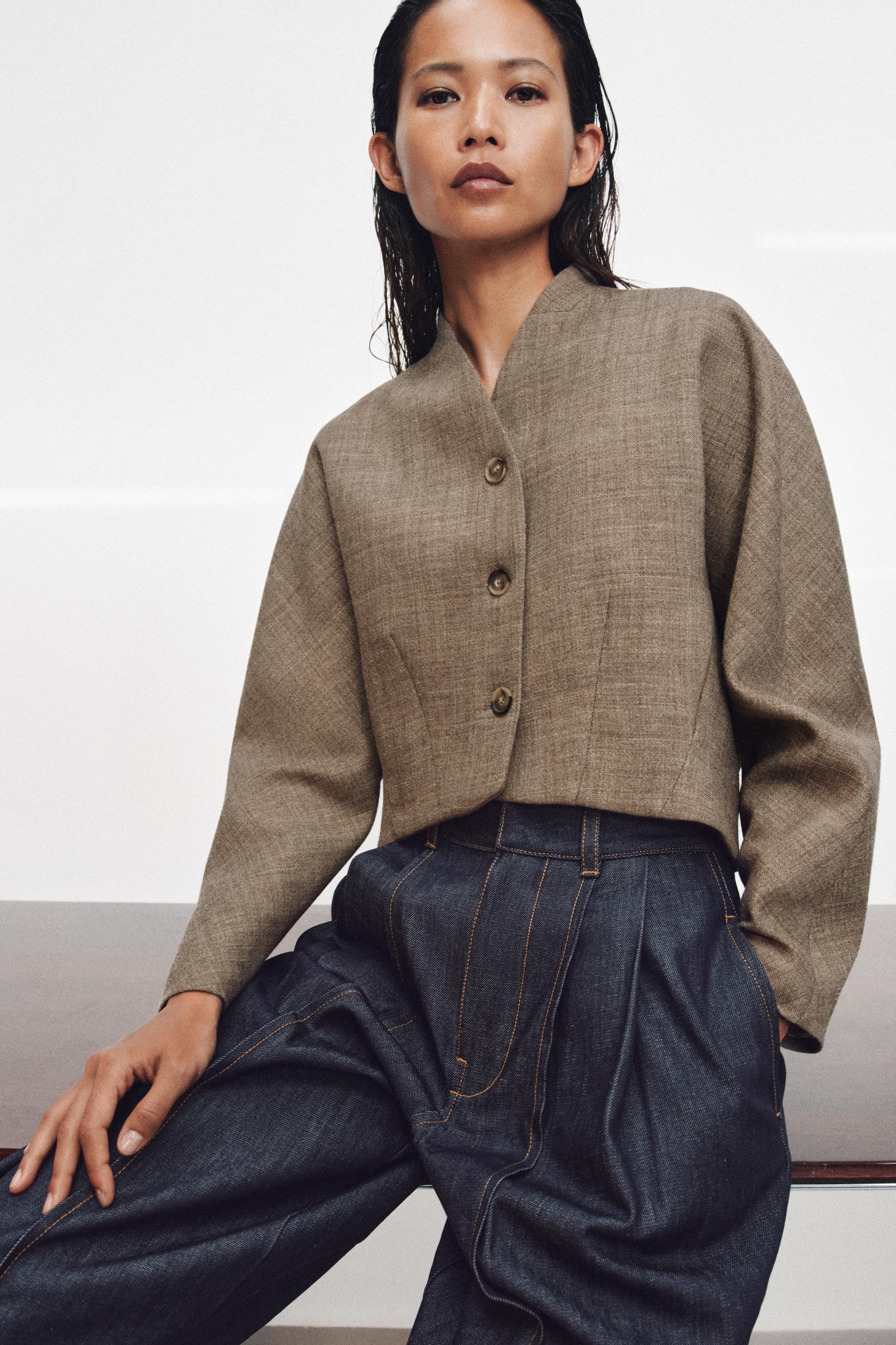 ZARA ウール混ショートジャケット ZARA】ZW COLLECTION ウール混 