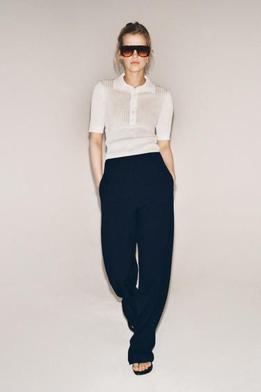 PANTALON TAILLE HAUTE ZW COLLECTION - Bleu marine de Zara - Image 3