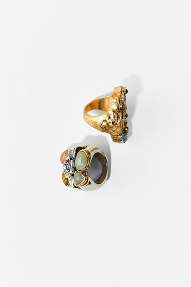 Zara 2-PACK OF STONE RINGS - Gold / Silver