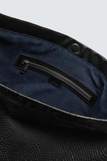 EMBOSSED TOTE BAG - Black by Zara - Image 5