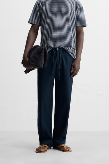 RELAXED FIT STRAIGHT-LEG TROUSERS - Navy blue by Zara