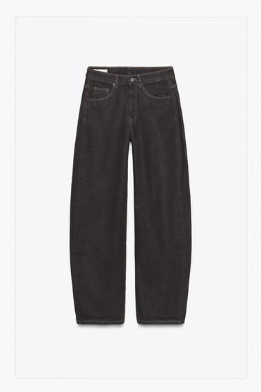 TRF HIGH-WAIST BARREL JEANS - Chocolate by Zara