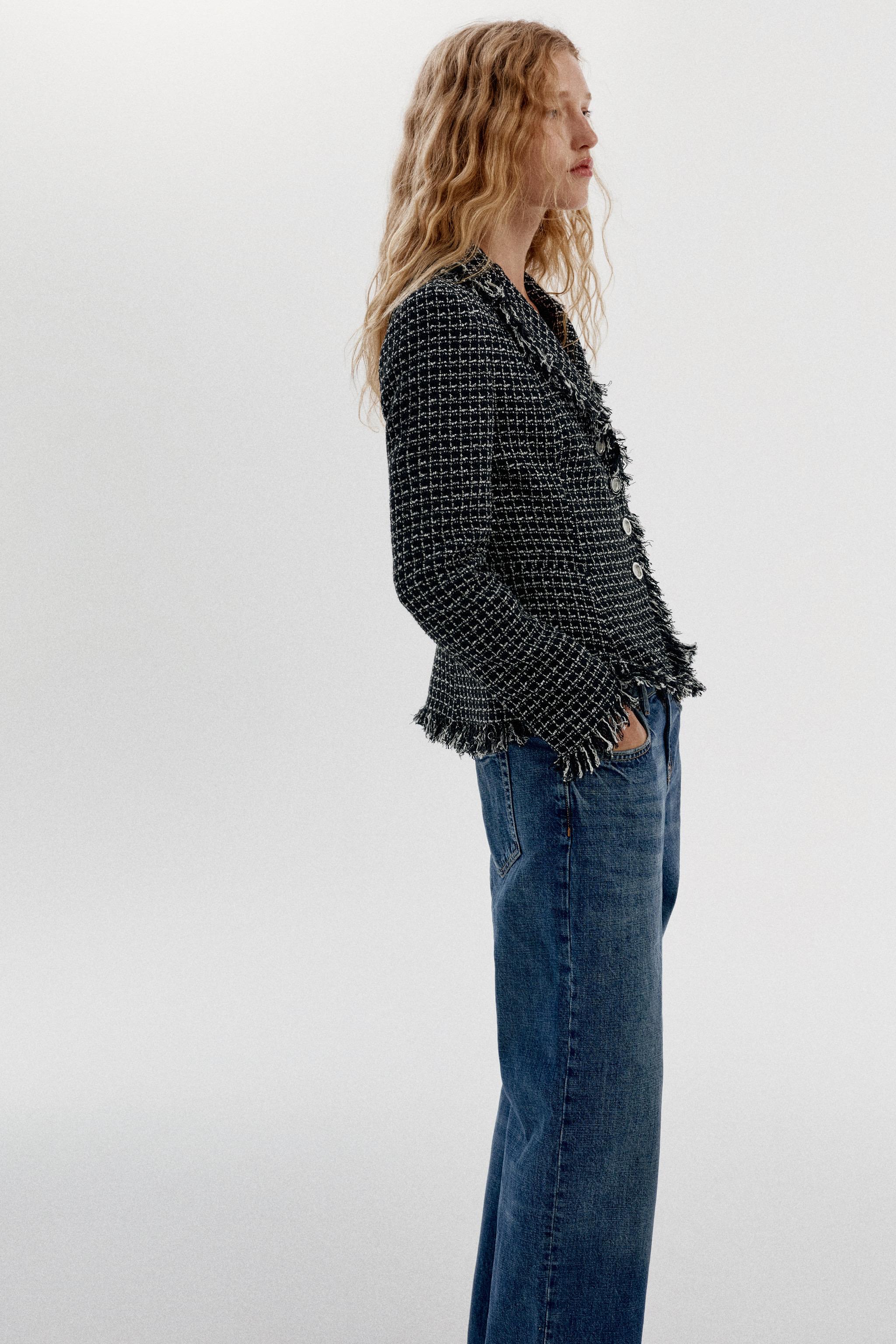 Zara STRUCTURED FRAYED BLAZER — фото 3