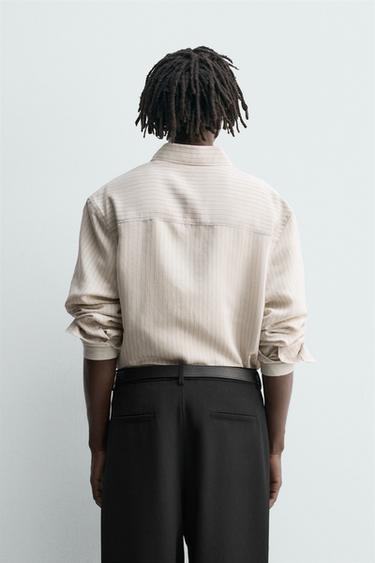 CHEMISE RELAXED FIT À RAYURES - Écru / Noir de Zara - Image 2
