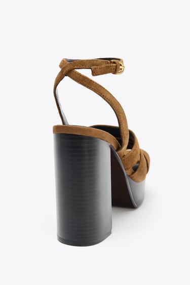 PLATFORM SPLIT SUEDE SANDALS - Brown by Zara - Image 5