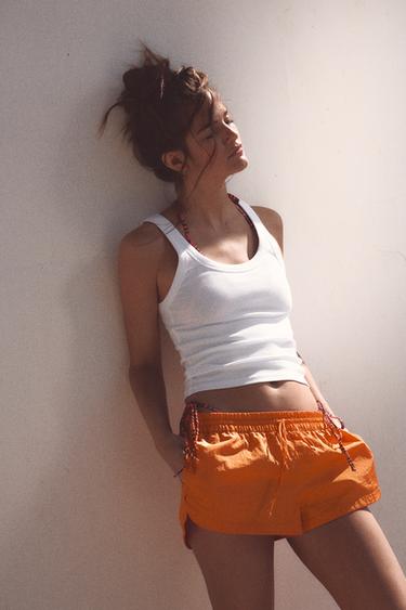 SHORT EN NYLON À CORDONS - Orange de Zara - Image 3