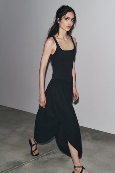 VESTITO MIDI COMBINATO - Nero di Zara