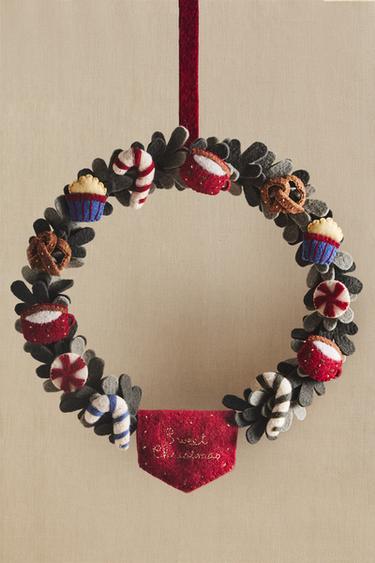 WOOL WREATH CHRISTMAS DECORATION - Multicoloured by Zara