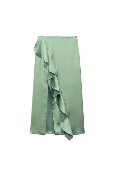 RUFFLED SATIN FINISH SKIRT