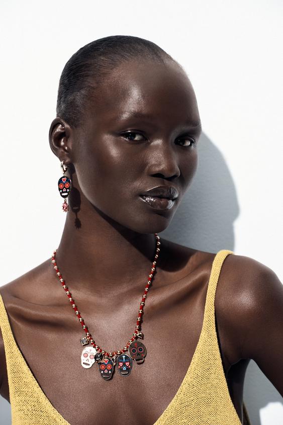 2-PACK OF ENAMELED SKULL NECKLACES