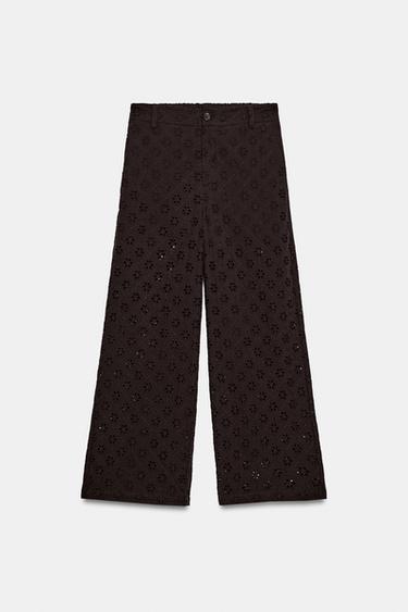 CULOTTES WITH CUTWORK EMBROIDERY - Brown by Zara