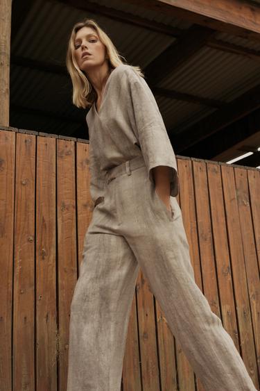BALLONHOSE MIT TIE-DYE-PRINT AUS 100 % LEINEN – ZW COLLECTION - Bunt von Zara